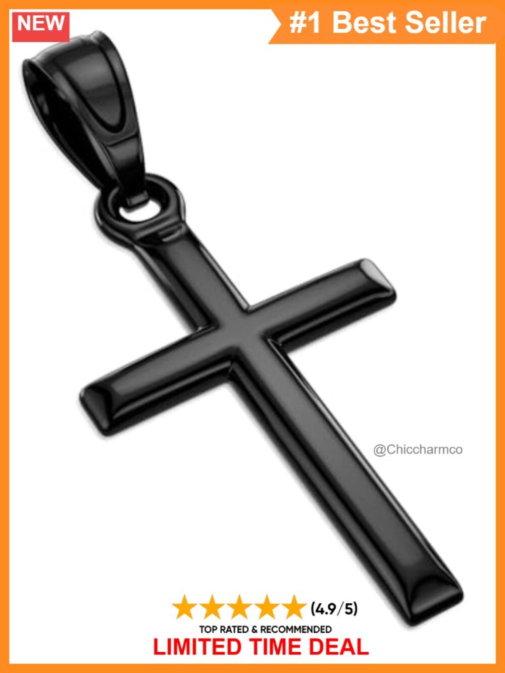 316L Stainless Steel Cross Necklace Pendant Box Byzantine Chain 18-24 Inch Gift